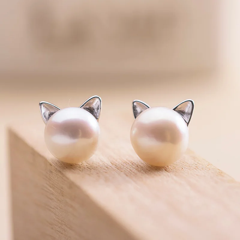 Moda Pearl Pisica Drăguț Stud Cercei Pentru Femei Bijuterii Brincos Pendientes eh593