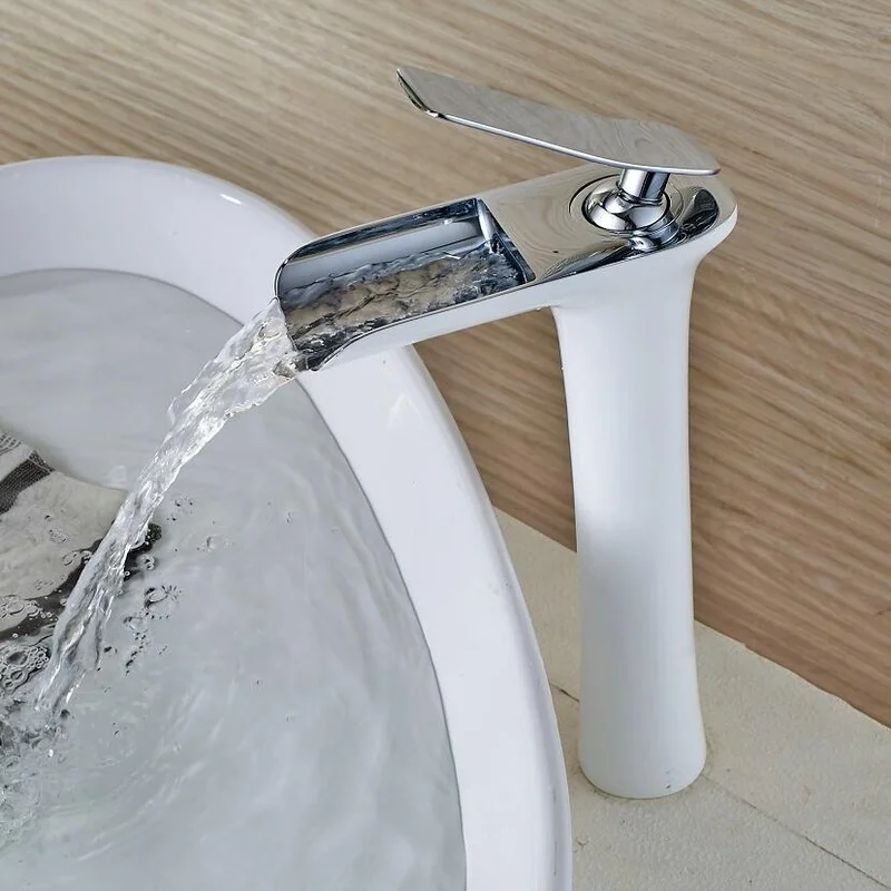 De lux cascada robinet înalt baie bazinul robinet alama baie bazinul robinet robinet de apă rece și caldă robinet rezervor