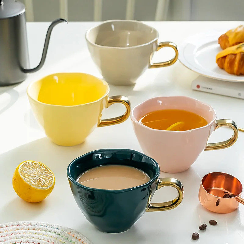 350ml de Creatie de Lux Lumina Ceramice Cana de Cafea de Aur Pictură Realizate manual Suc de Lapte Apă micul Dejun Cupe