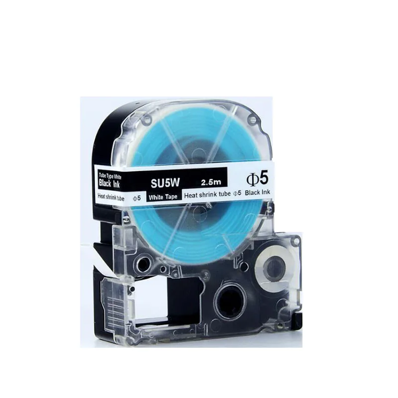 Transport gratuit Compatibil Kingjim Heat Shrink Tube tape negru pe alb SU5W 9 mm*2,5 m pentru TepraPro și Labelworks printer