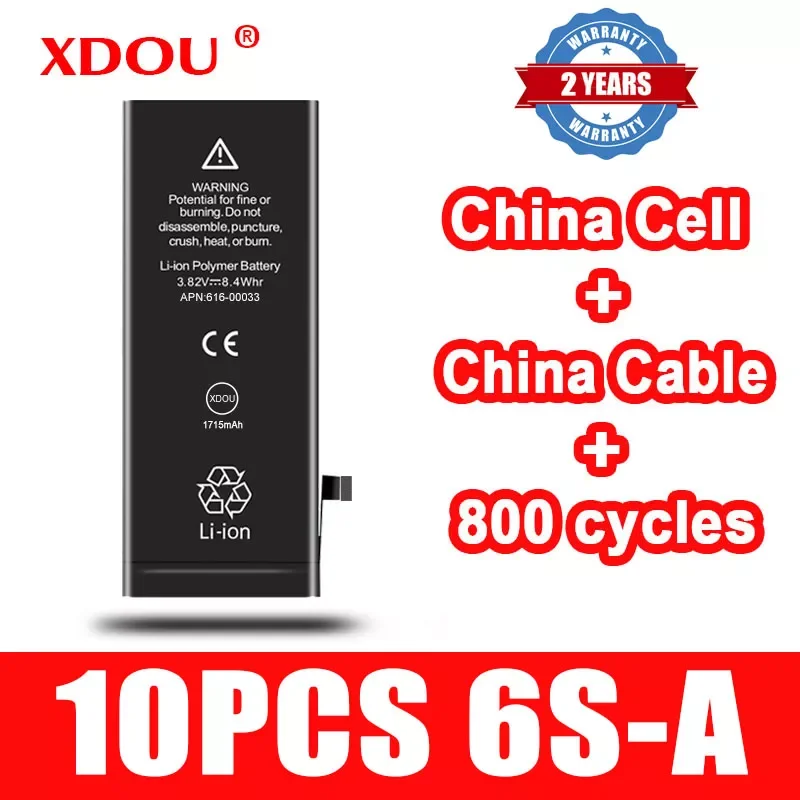 10buc/Lot XDOU Baterie Pentru IPhone 6S Accu 1715mAh Înlocuire Bateria China Mobil prin Cablu de 800 de Ori Cicluri 2022 6S-UN