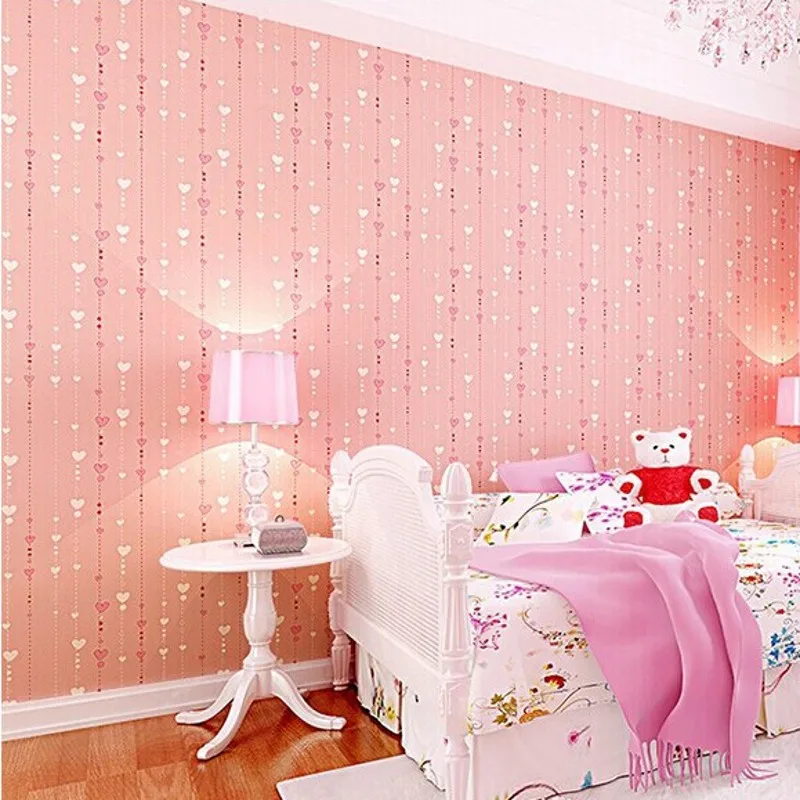 beibehang Non-țesute dragoste roz imprimate rola tapet cu dungi de design de hârtie de perete pentru camera copii copil minimalist home decor R50