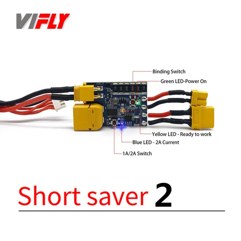 VIFLY ShortSaver 2 Smart Fum Dop Butonul de Alimentare Comutator Electronic de Siguranță Pentru a Preveni Scurt-Circuit, Supra-Curent de 2-6S XT30 TX60