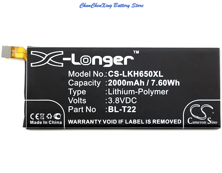 Cameron Sino 2000mAh Baterie BL-T22,EAC63158201 pentru LG Clasa,4G,F620S,H650,H650AR,H650E, H650K, Zero, Zero, 4G, Zero 4G LTE