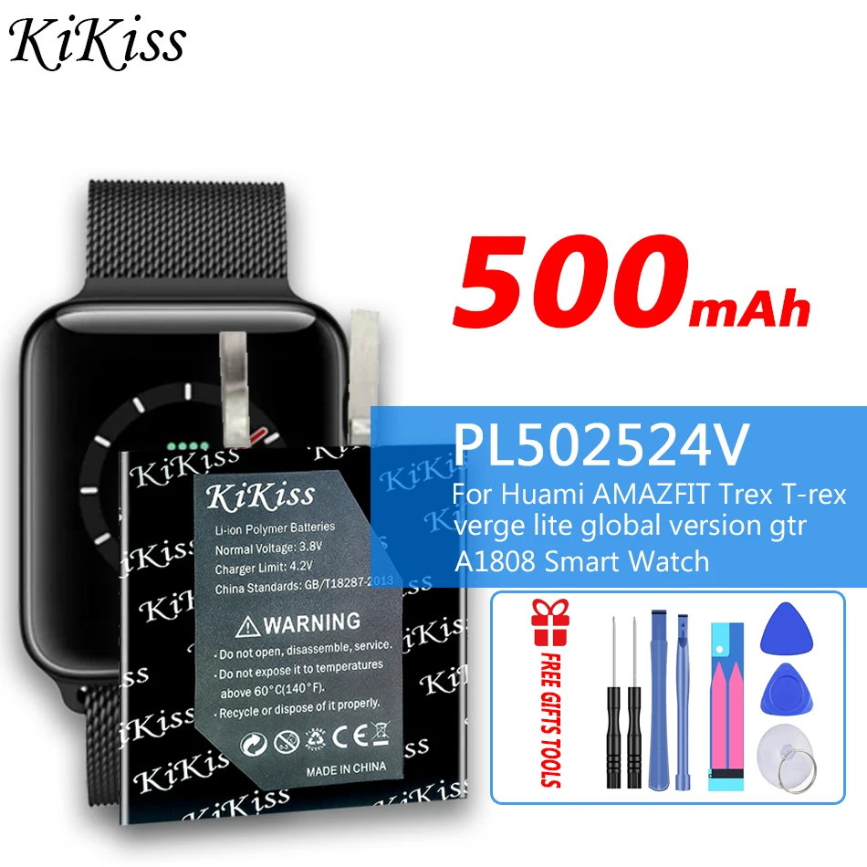 KiKiss 500mAh PL502524V Baterie de Ceas pentru Huami AMAZFIT Trex T-rex Punctul Lite Versiune Globală Gtr A1808 Ceas Inteligent Baterii
