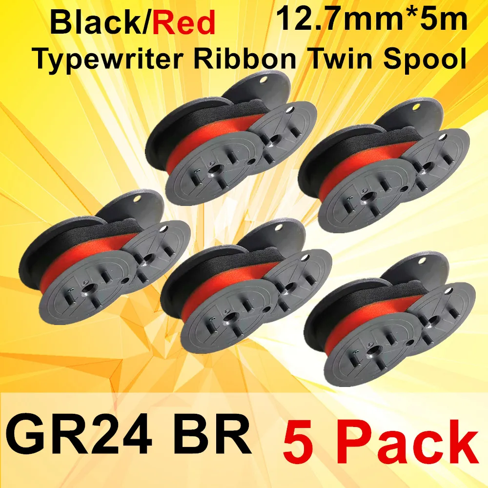 5PK GR24 Panglica de Cerneala de Scris Panglică Twin Bobina de Scris RB-02-Roșu și Negru Twin Bobina pentru DR-120TM 210TM 12,7 mm