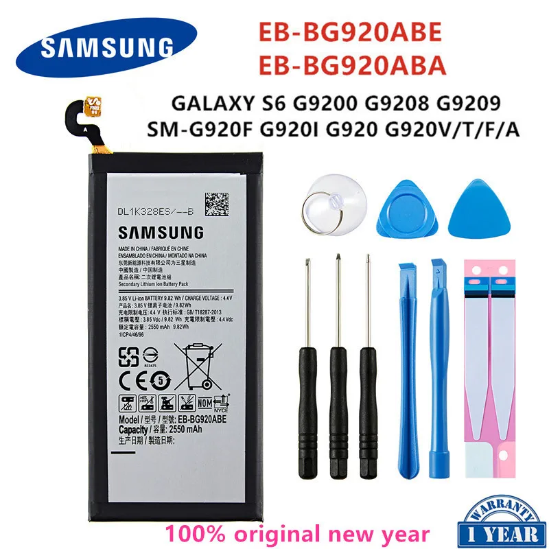 SAMSUNG Orginal EB-BG920ABE EB-BG920ABA 2550mAh Baterie Pentru SAMSUNG Galaxy S6 G9200 G9208 G9209 G920F G920 G920V/T/F/A/I +Instrumente