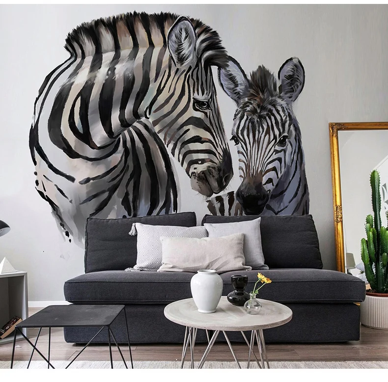 Bacaz Dubla Zebra Animal 3d Tapet Mural pentru Living Fundal 3d Foto de Perete pictura Murala de perete de hârtie 3d Autocolante Animale