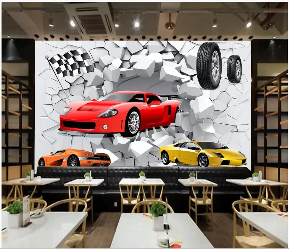 WDBH foto Personalizate 3d tapet de perete Spart masina sport de curse auto scule decor camera 3d picturi murale tapet pentru pereți 3 d