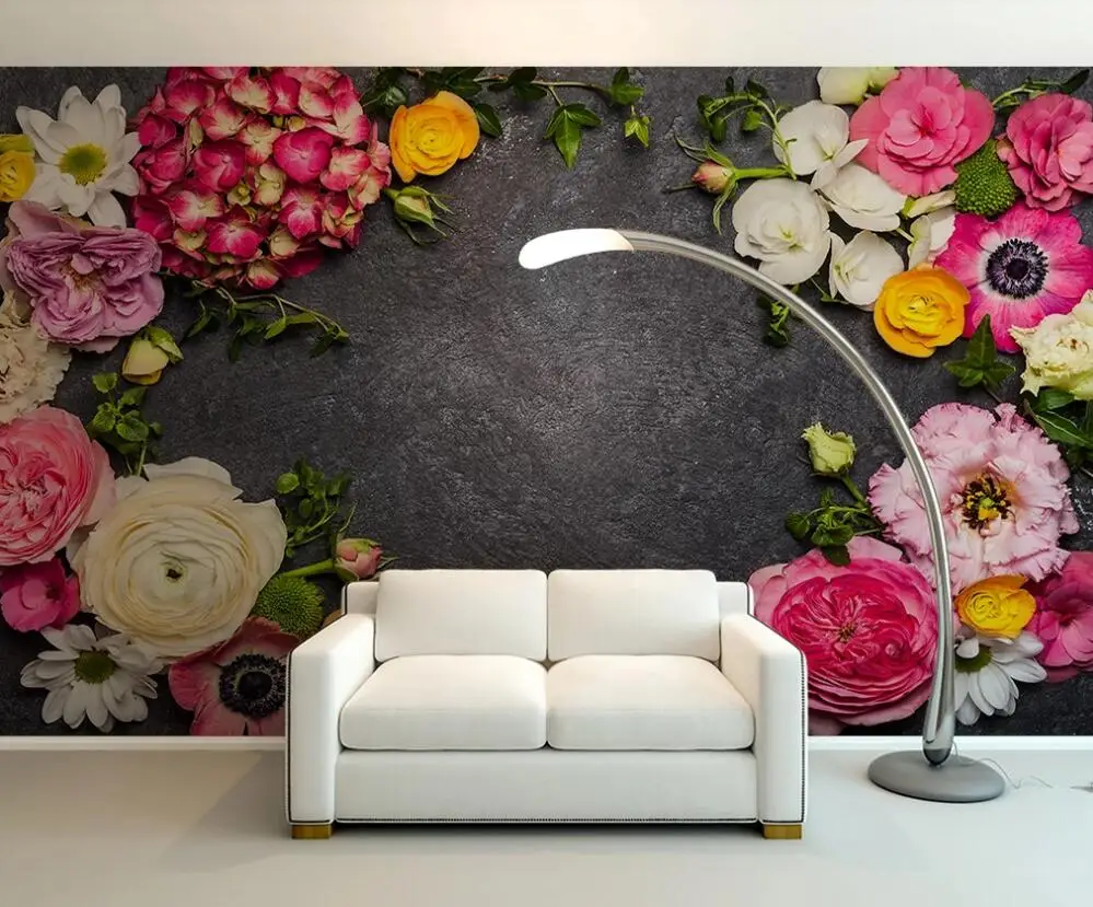 Personalizate 3D murală wallpaper flori de piatră neagră de decorare perete pictura