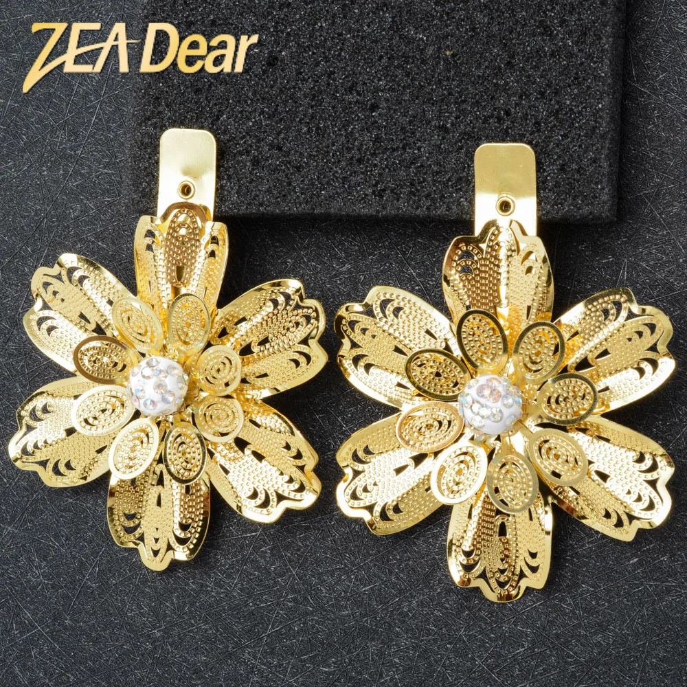 ZEADear Bijuterii Cercei Romantic Bohemia Mare Stil De Cupru Floare Placat Cu Aur Accesorii Pentru Femei, Cadouri De Nunta Petrecere