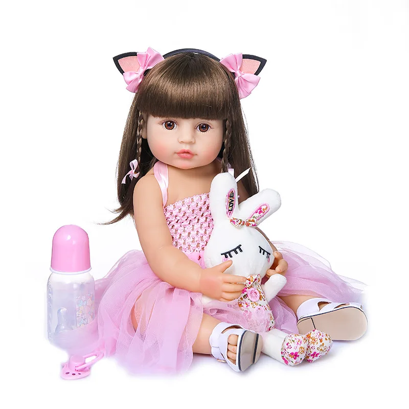 NPK 55CM Renăscut Copilul Full Body Fata Papusa Printesa Realiste Soft Touch Cadouri de Craciun pentru Copii Ivita Silicon Baby