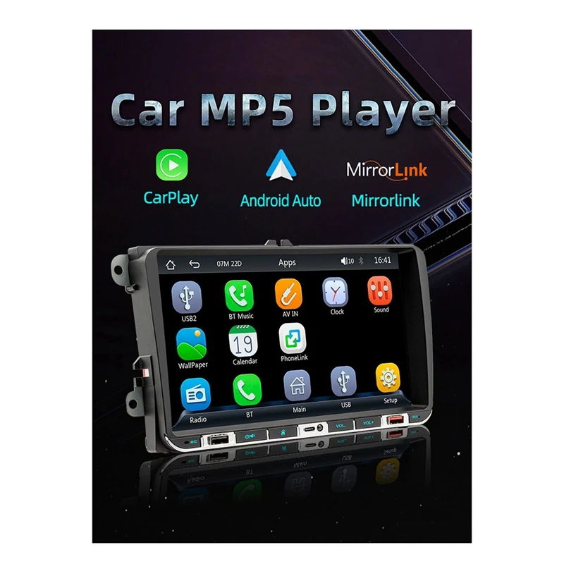 2 Din 9 in CarPlay Radio Auto Bluetooth Stereo MP5 Player Android-Auto TF USB Receptor FM 2USB Taxa pentru VW Passat Golf