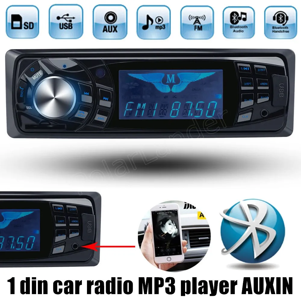 Auto Radio Auto 12V Bluetooth SD USB MP3 Player Auto Audio Stereo In-dash 1 Din FM Aux de Intrare Receptor pentru 64G Card SD