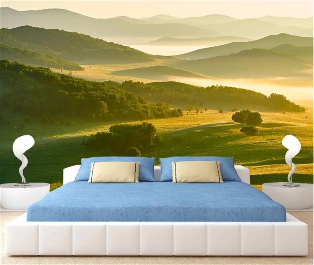 Milofi personalizat mare tapet mural simplu și frumos prerie munte cameră de zi dormitor peretele din fundal