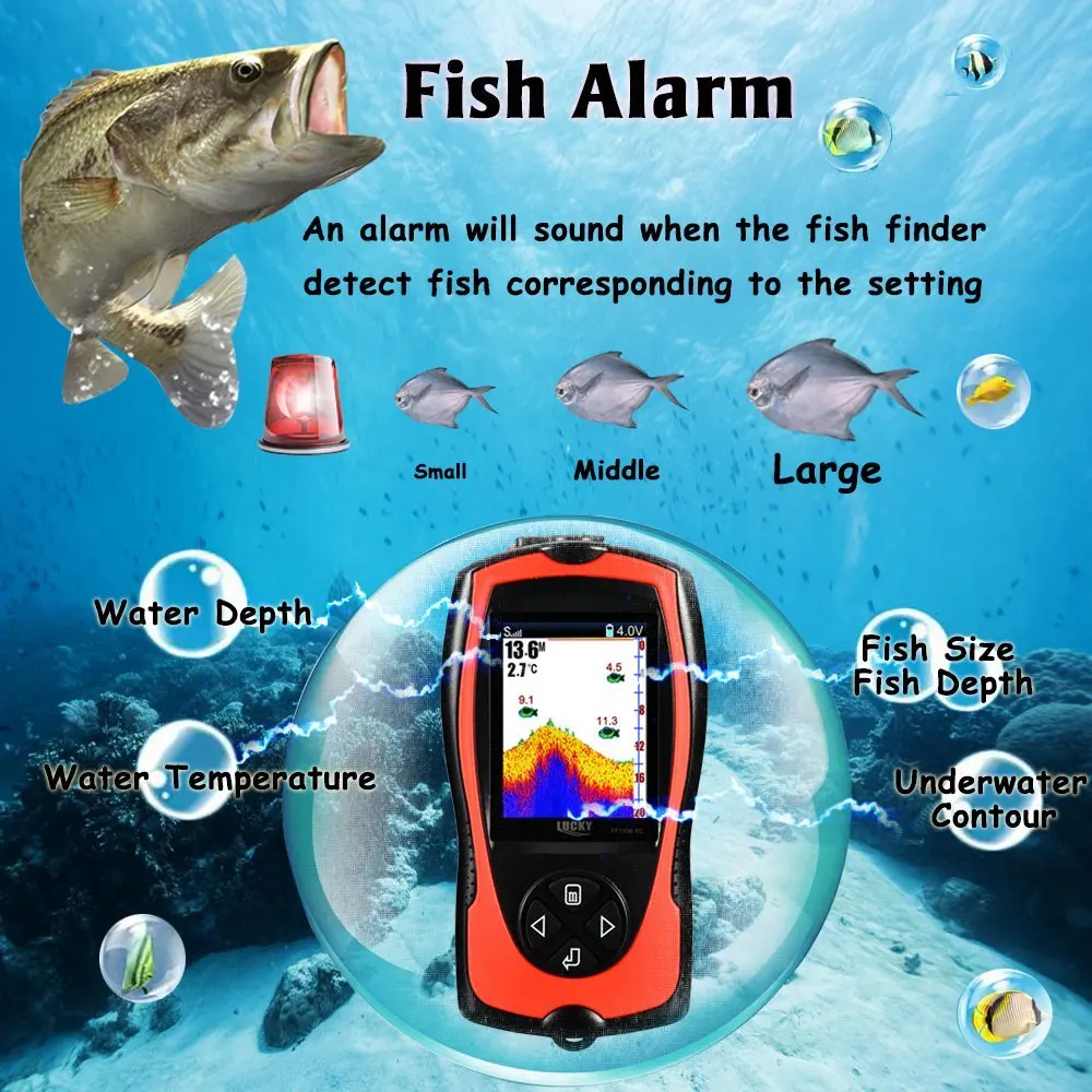Findfish Echo sounder norocos sonar de pescuit, alarma electronica pentru pescuit adâncimea de localizare pește fără fir sunet echo sounder camera