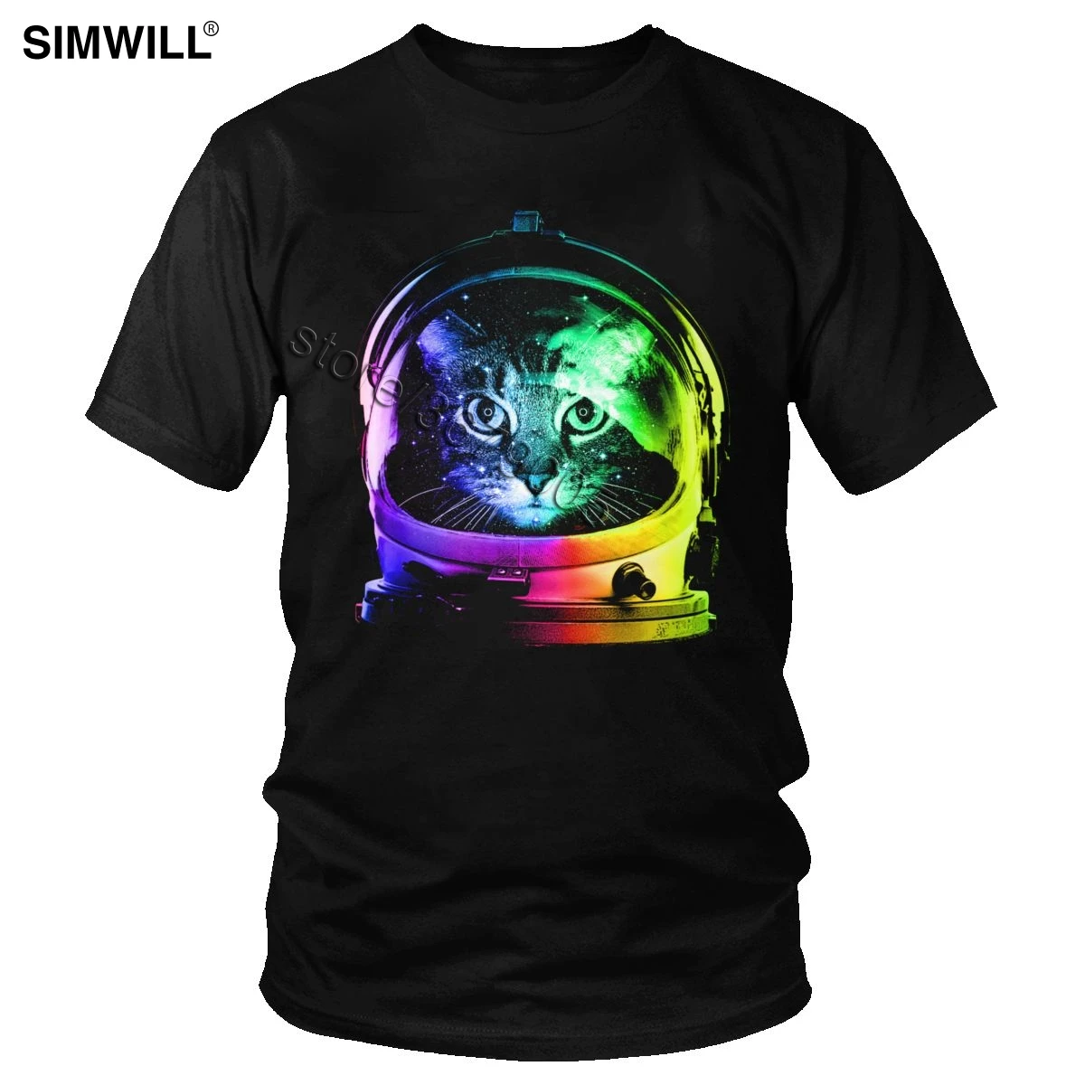 Amuzant Astronauților Cat Tricou Barbati Drăguț Mâneci Scurte Rotund Gat Tee Spațiu Animal de Vară Casual T-shirt 5XL 6XL Idee de Cadou de Îmbrăcăminte