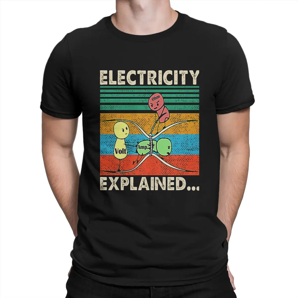 Amuzant Volt Ohm Amperi T-Shirt pentru Barbati Guler Rotund din Bumbac Tricou energie Electrică a Explicat Ohm Maneca Scurta Tricou Adult