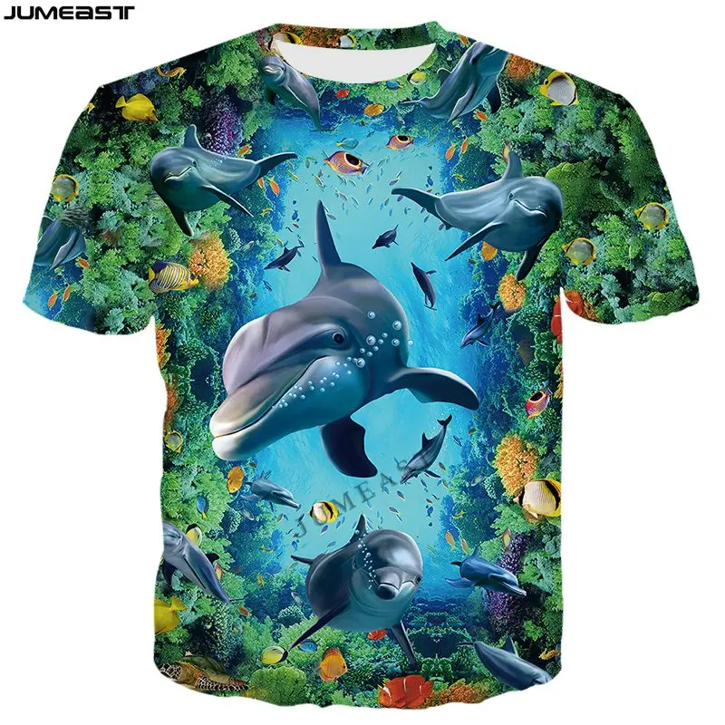 Jumeast Y2k Bărbați Femei 3D Imprimate T-Shirt Hip Animale de Mare Delfin Tricou Maneca Scurta de Moda Pulover Sport Topuri Tricouri