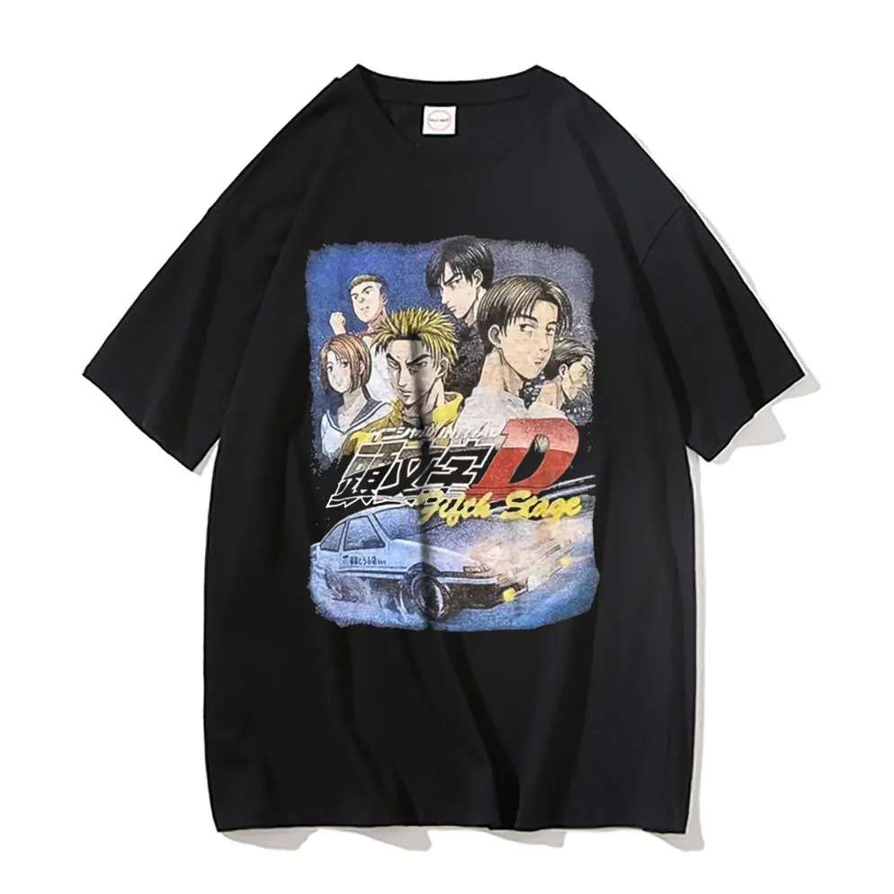 Vintage anii ' 90 Bărbați Femei de Moda Hip Hop Tricou Anime Manga Inițială D Crewneck T Shirt Mens Takumi Fujiwara T-shirt de sex Masculin Streetwear