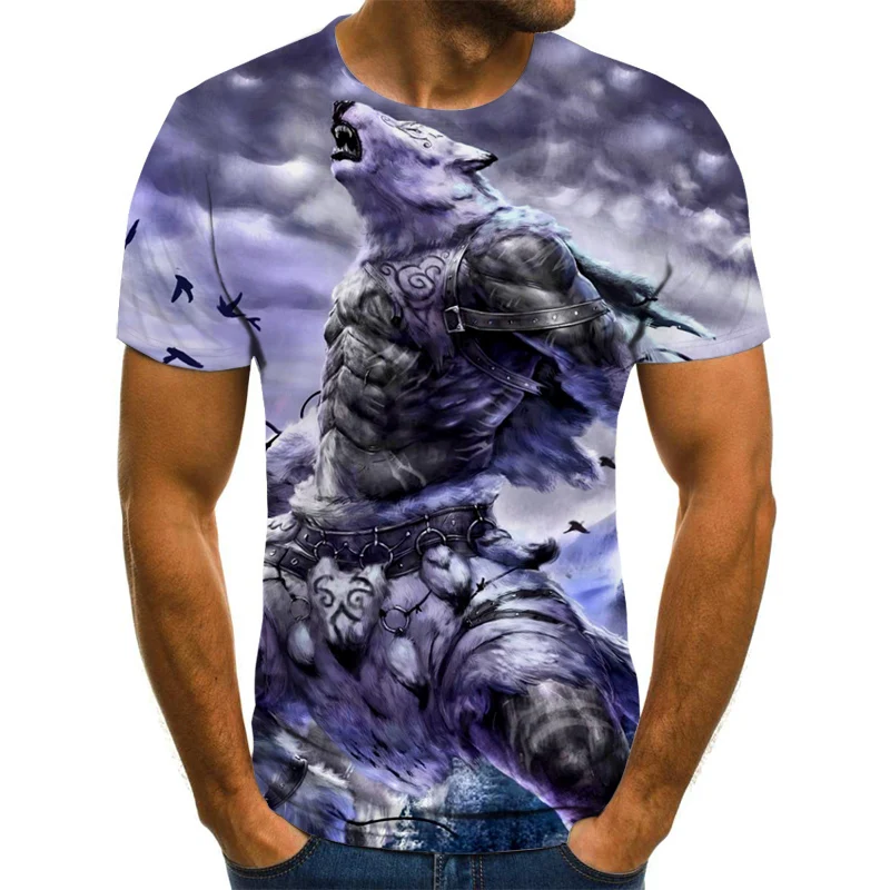 2022 Leu Tigru Bărbați T-shirt Imprimat 3D Harajuku Topuri Animale Amuzant Grafică tricou Casual Cămașă de Gât Moda Streetwear