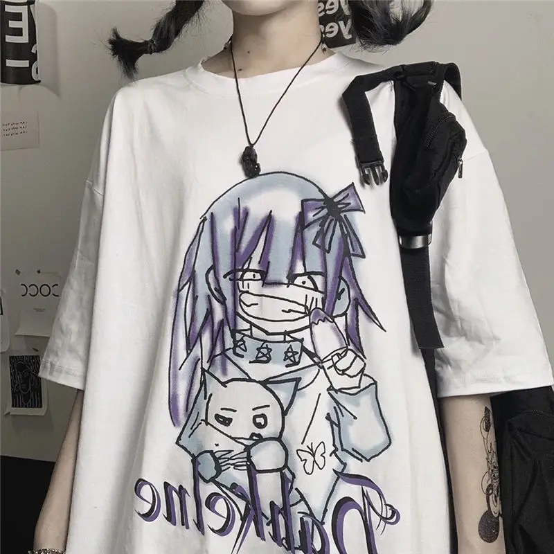 Alb De Vara Femei T Shirt Y2k Stil Moda Coreeană Tricou Ulzzang Topuri Drăguț Tee Harajuku Haine La Modă Kawaii Grafic Îmbrăcăminte