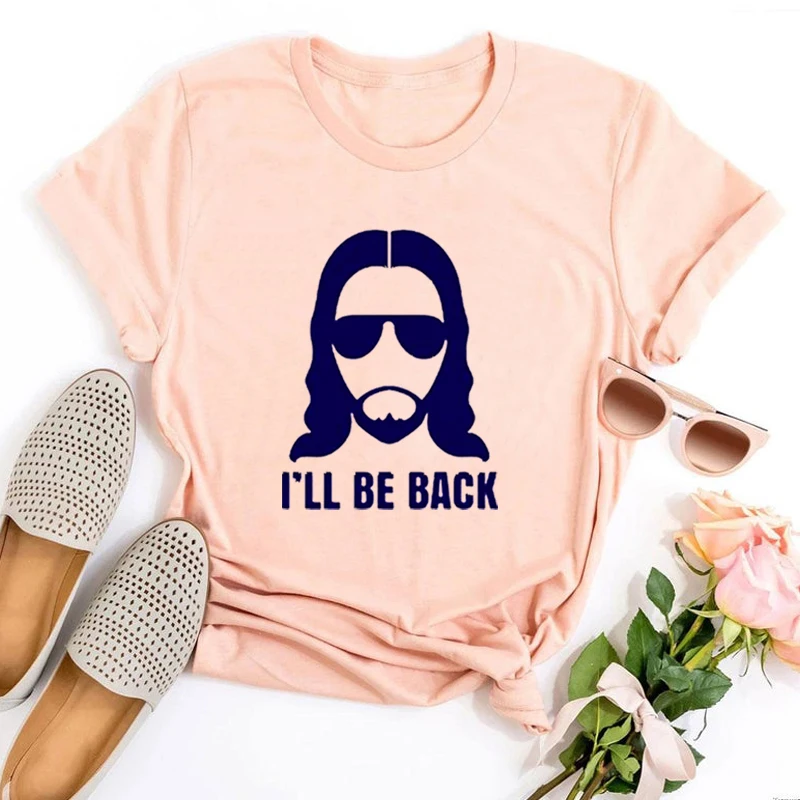 Isus Tricou voi Fi Înapoi Religioase Creștine Spunând Om Tricouri Vintage Cadou Amuzant Tricou Barbati Negru de Moda de Top L