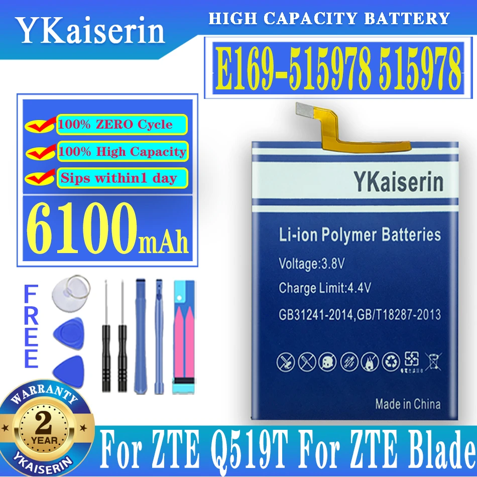 YKaiserin E169-515978 E169 515978 6100mAh Bateria Telefonului Pentru ZTE Blade X3 Q519T D2 A452 Telefon Mobil Inteligent + Instrumente Gratuite