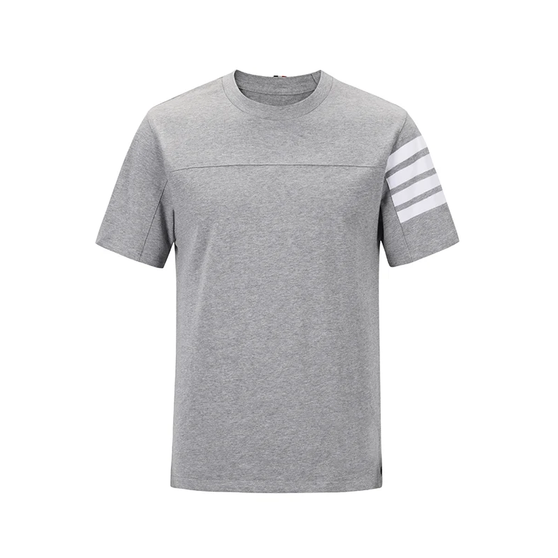 TB THOM Bărbați T-shirt de Vară Brand de Moda Bluza Gri din Bumbac cu Dungi De 4 Baruri cu O-Gât Jachete Slim Casual-coreean de Design T-shirt