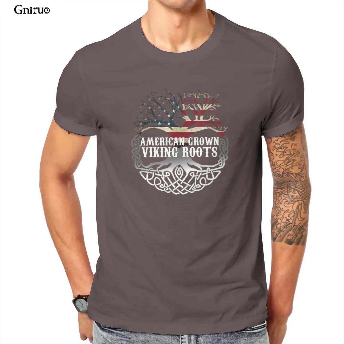 En-gros ORIGINAL American a Crescut Cu Viking Rădăcini Unisex din Bumbac T-Shirt Esențiale Cadou Cupluri Haine cu Maneci Scurte 104879