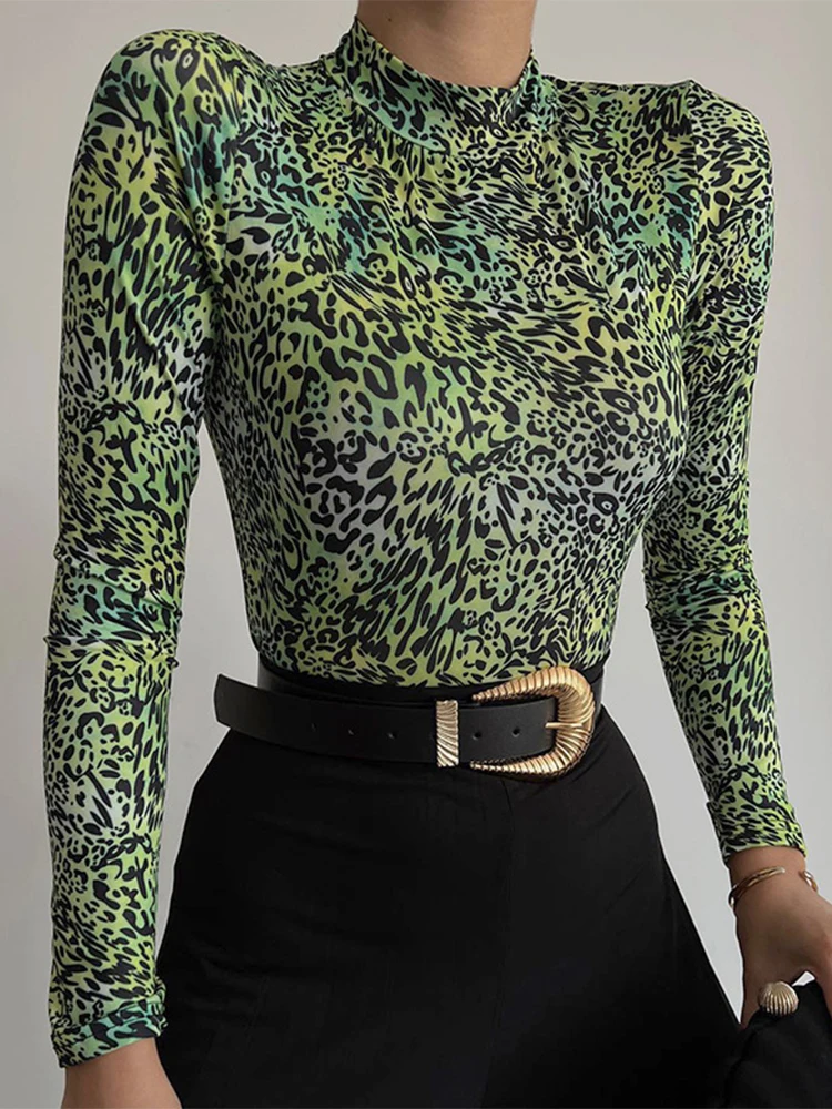 ANOTIMPURILE Leopard Print Vintage Maneca Lunga Bază Tricouri Femei Moda Streetwear Teuri de Toamnă de Primăvară Skinny Crop Top ASTS86239