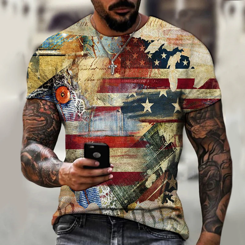 2021 Vara Rece pentru Bărbați T-shirt Imprimat 3D Flag Maneci Scurte Rotund Gat Poliester Tricou Confortabil Strada Tendință Rochie Xxs-6xl