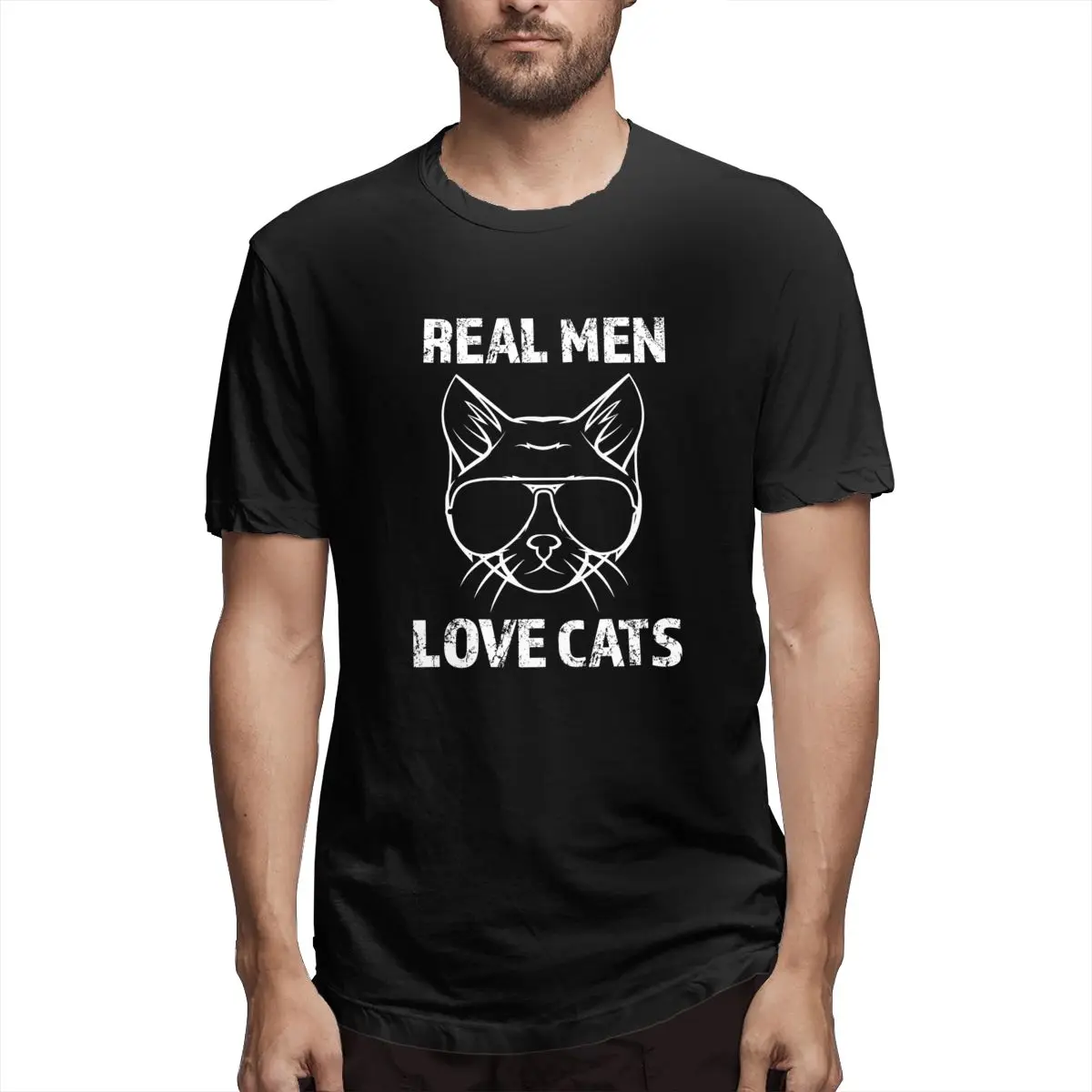 Bărbații adevărați Iubesc Pisicile Amuzant Graphic Tee Barbati cu Maneci Scurte T-shirt Topuri de Vara