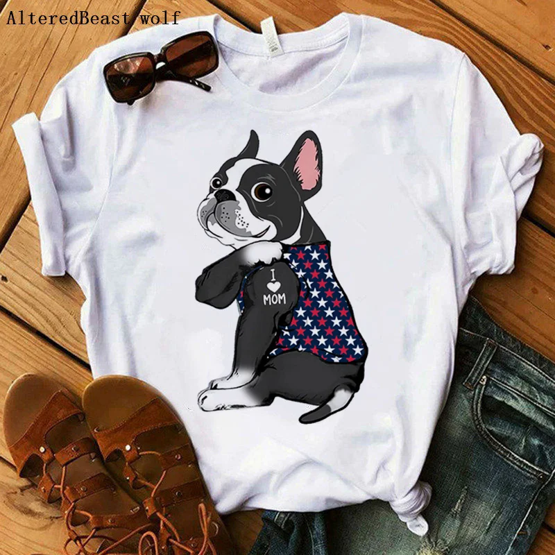 2021Boston Terrier Mama Tricou Femei Harajuku Iubesc Mama steagul American de Imprimare T-shirt Scurt de Vară Haine cu Maneci T Shirt Femei