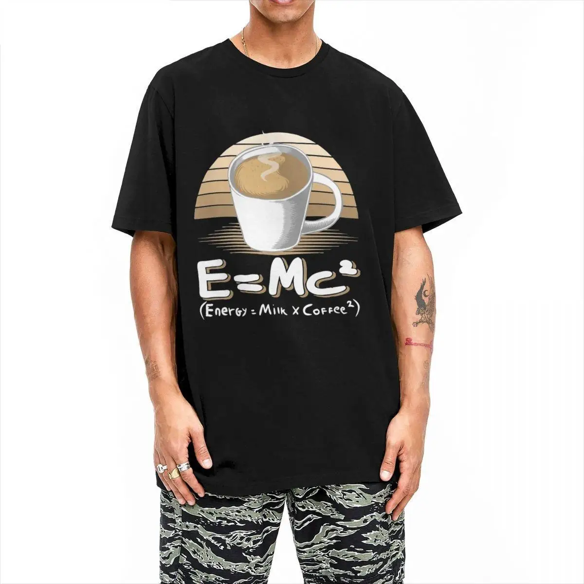 Men ' s T-Shirt de Energie este Egal cu Cafea cu Lapte din Bumbac Tricouri Maneca Scurta Fizica Matematica Tricouri O de Gât Haine Grafice Imprimate