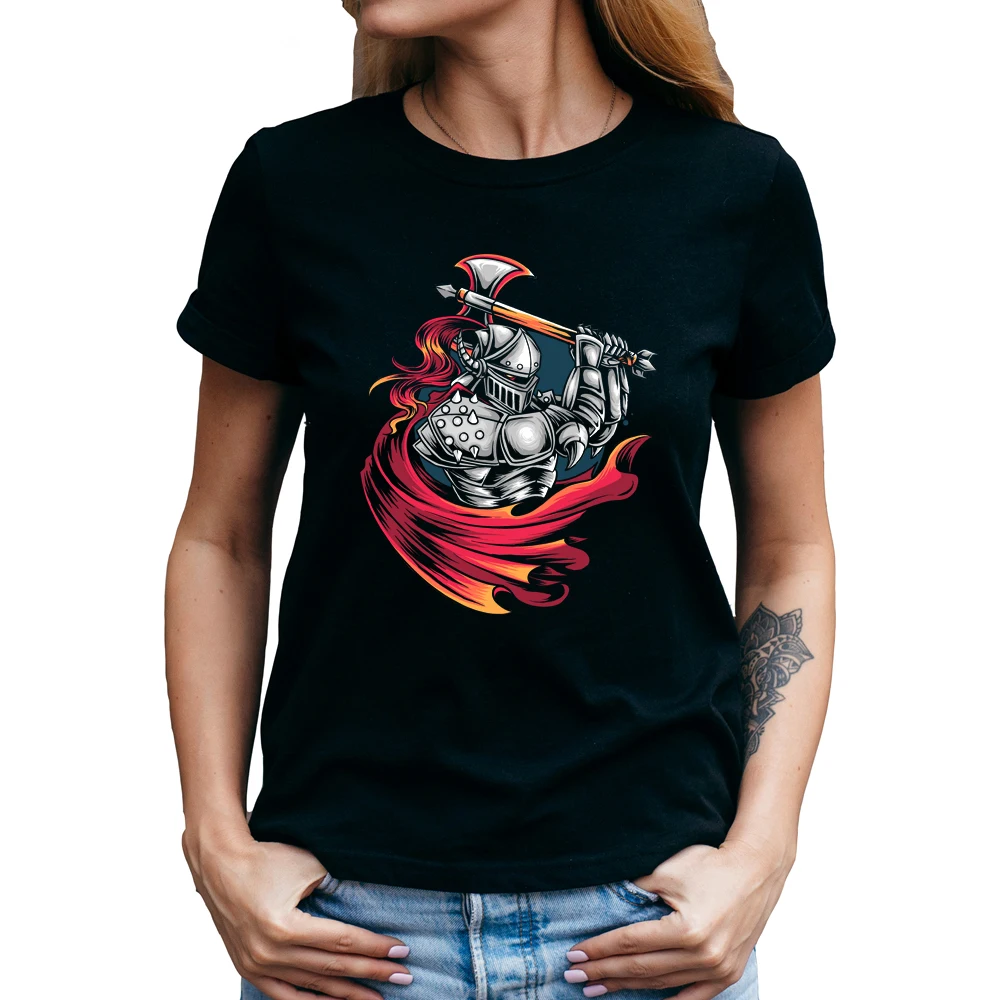 Cavaler războinic tricou Fete Femei Maneci Scurte O-Gât Vara Grafic Topuri Teuri camisetas de mujer roupas femele