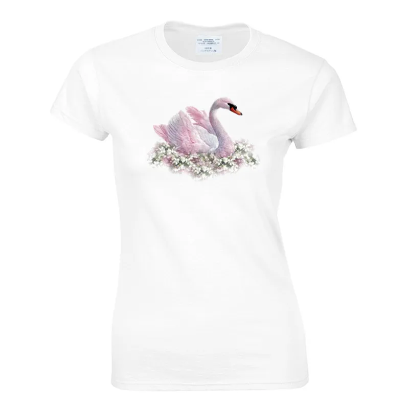 2019 Vara Tricou de Imprimare O-Gat Maneci Scurte Swan Tricou Femei Topuri cel Mai bun Prieten Fete T-shirt