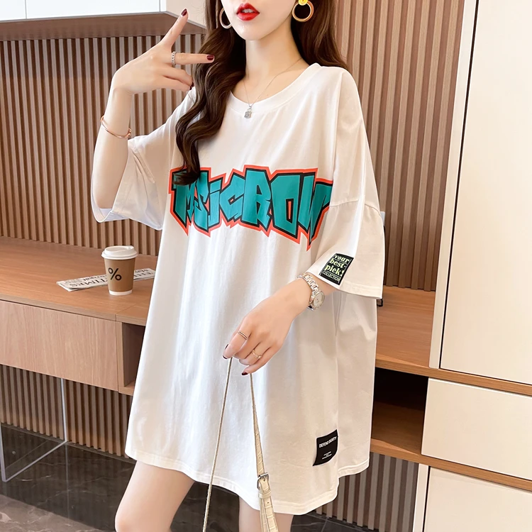Vară Stil coreean Pierde T-shirt Femei Nou Ins Super Fierbinte Scrisoare de Imprimare la Modă de Moda de Top