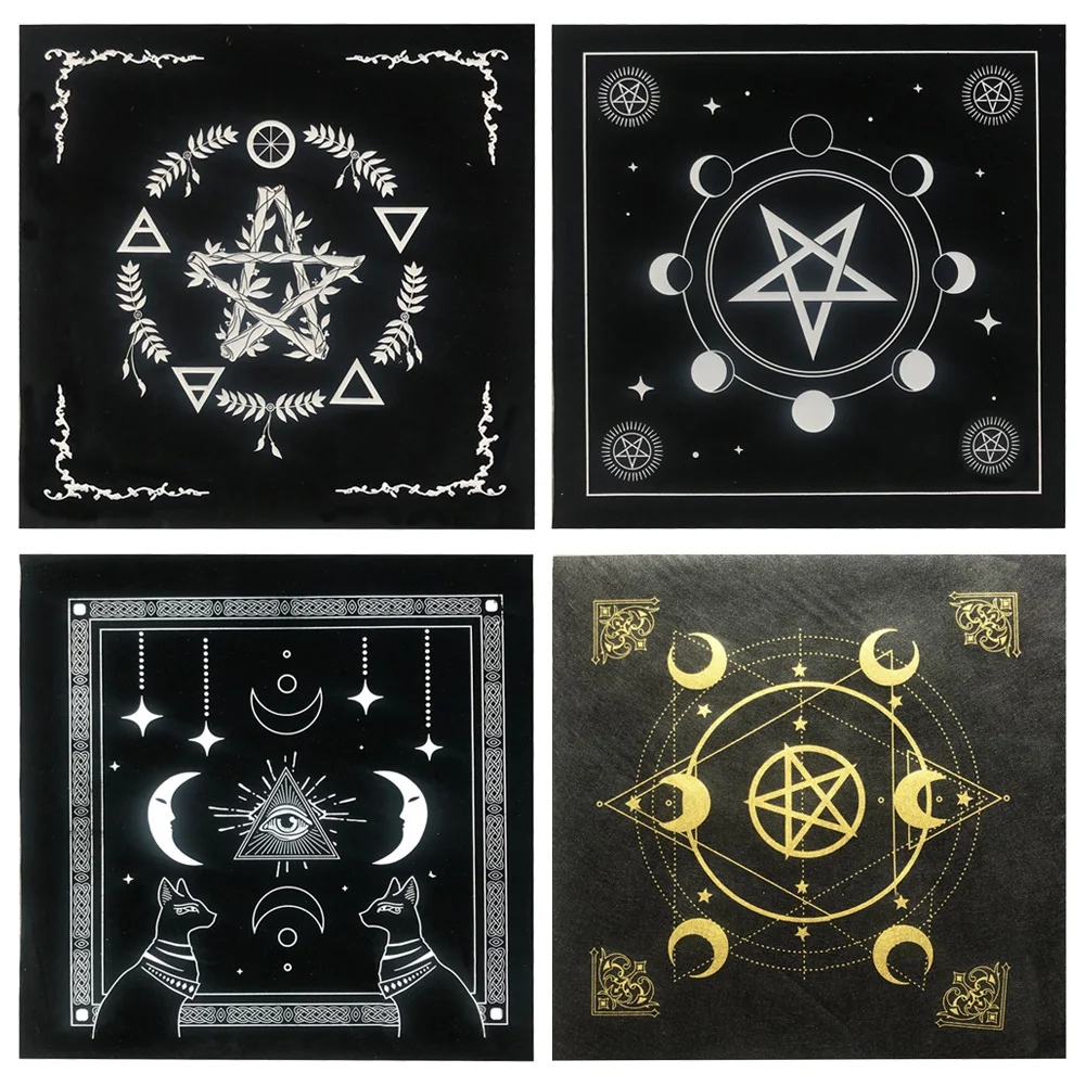 Pentagrama Tarots Masă Altar Păgân Cârpă Flanel de Tarot Divinație, Astrologie Tabla de Joc Pentacles Card de Masă 49x49cm