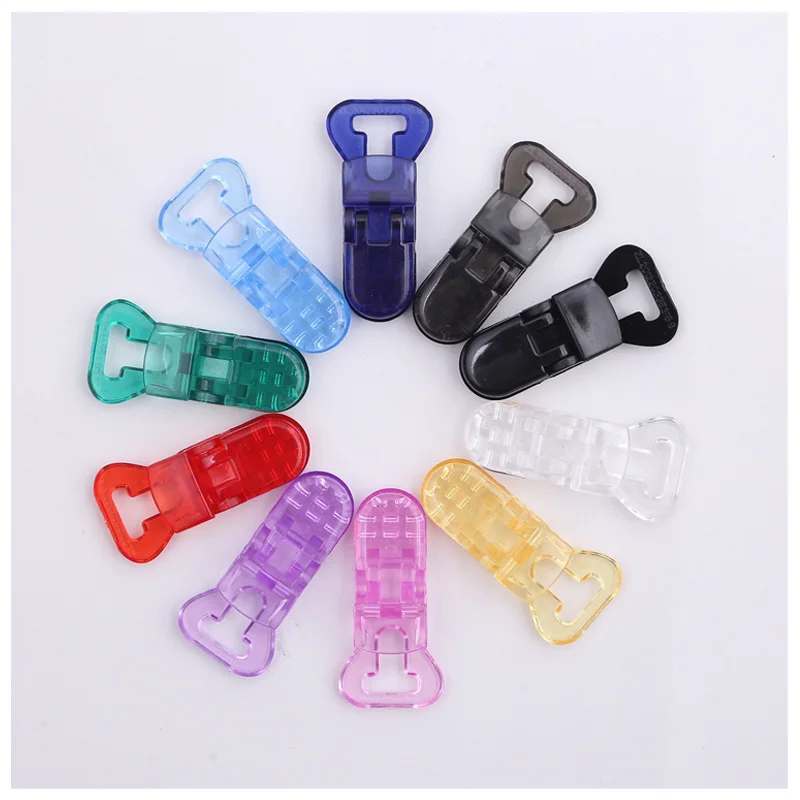 En-gros Sutoyuen 200 buc Mix Color Transparent de Plastic cu Suzeta Clipuri / Clar Mam Copil Manechin Clipuri Suportul Lanțului de 10mm, 10 Culori