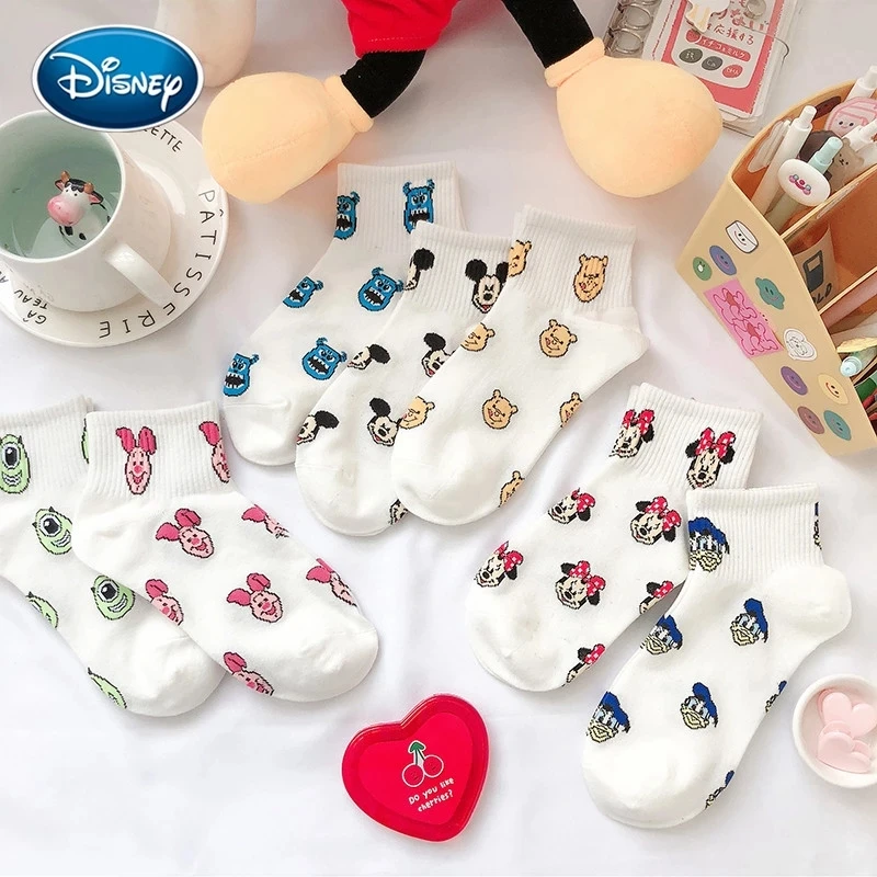 Disney Mickey Minnie Purcel Tipărite Șosete De Bumbac Fată Șosete De Vară Respirabil Șosete Harajuku Alb Tipărite Moda Femei Șosete