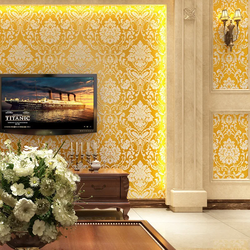 53cmx10m Damasc Stil European Non-țesute Tesatura 3d Tv de Fundal Păr Salon de Coafură, Magazin de Îmbrăcăminte Tapet Dormitor