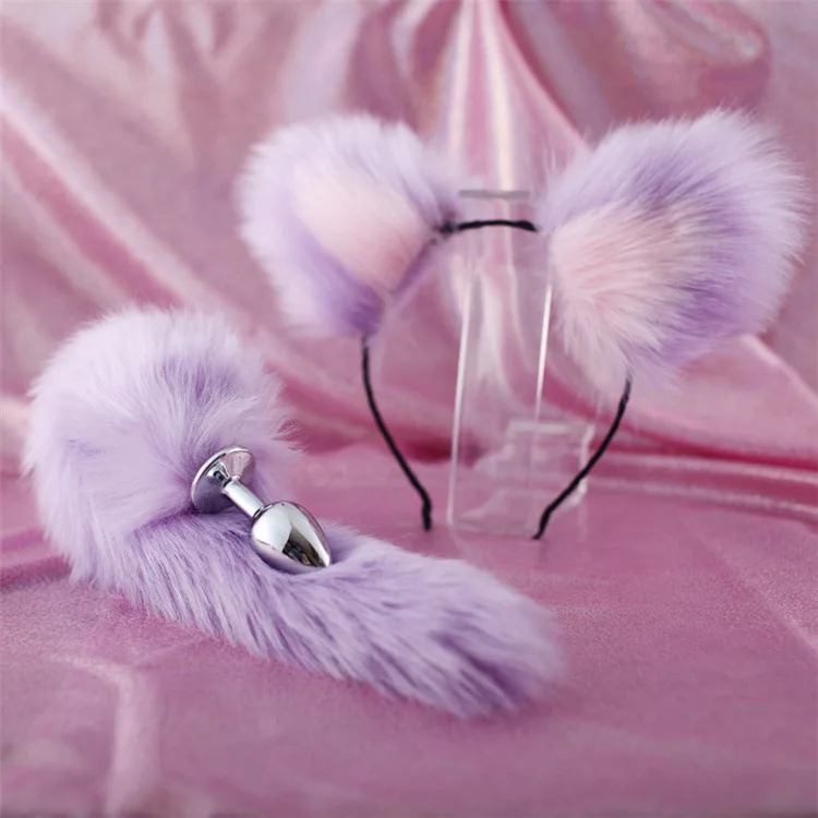 40cm Vulpea Coada de Metal Anal Plug Drăguț Urechi Benzi Erotic Cosplay Set de Accesorii Dop de Fund de Expansiune Jucarii Sexuale Pentru Femei Bijuterii