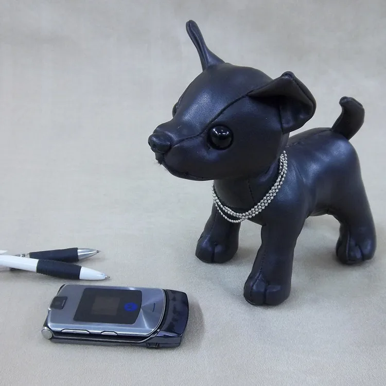 creative drăguț câine negru jucărie de pluș pu piele de câine papusa caine mic despre papusa 21cm