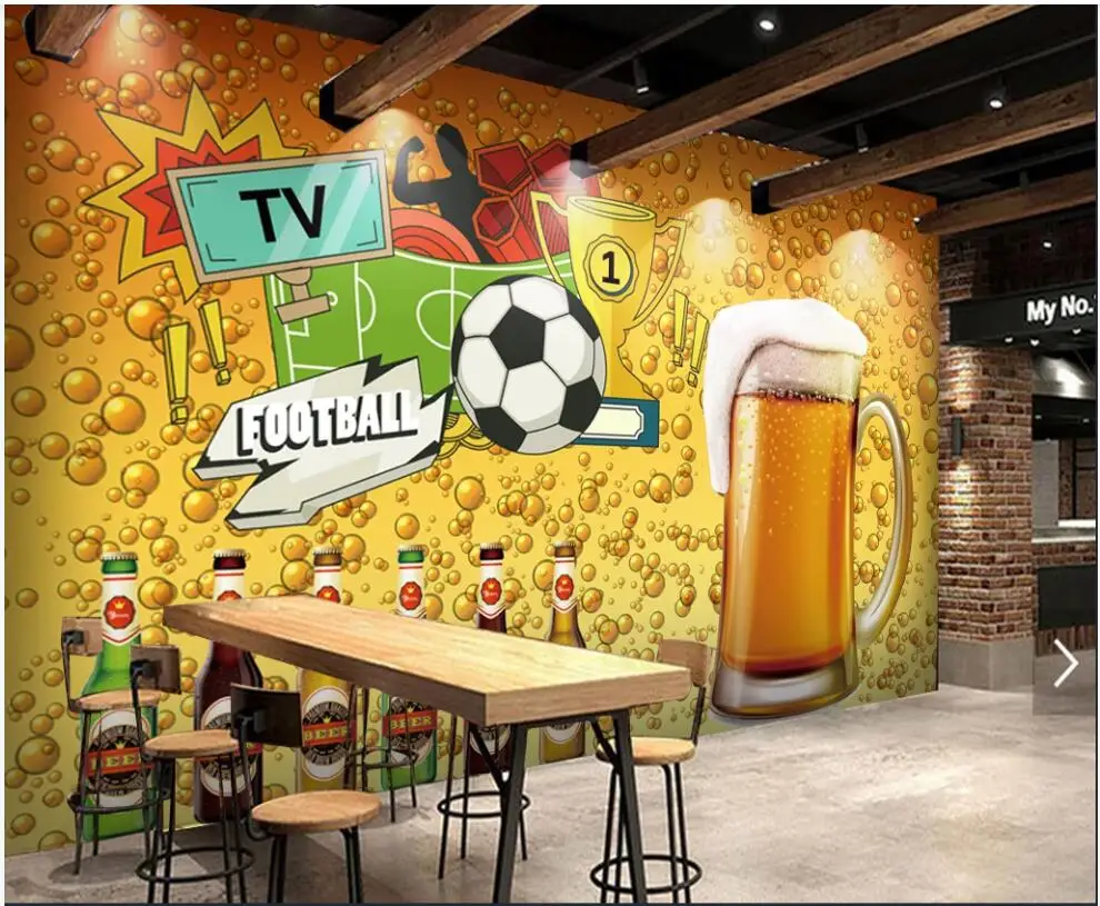 Wallpaper 3d foto personalizate orice dimensiune murală de Fotbal bere restaurant fast-food, bar scule picturi murale 3d tapet pentru camera de zi