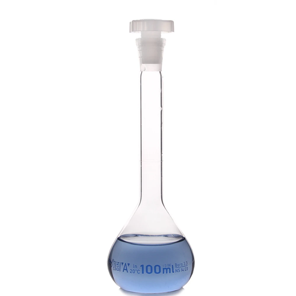 250ml Transparent Laborator Sticlă Borosilicată Balon Cotat cu Dop de plastic de Birou Laboratorul de Chimie Clar Sticlărie de Aprovizionare