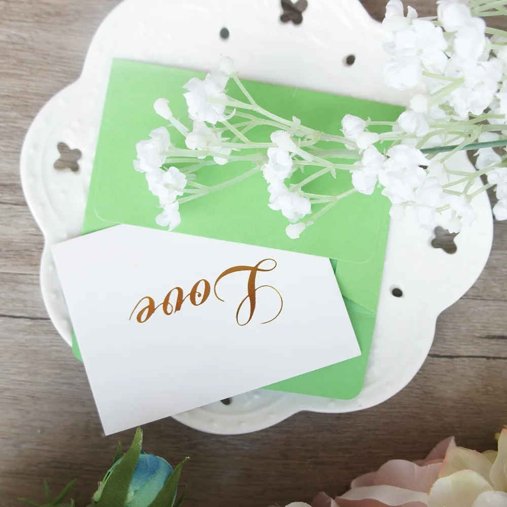 multi-utilizare 25pcs Mini Carte de dragoste aur cu verde plic Scrapbooking invitatie la petrecere DIY Decor cadou carnetul de partid