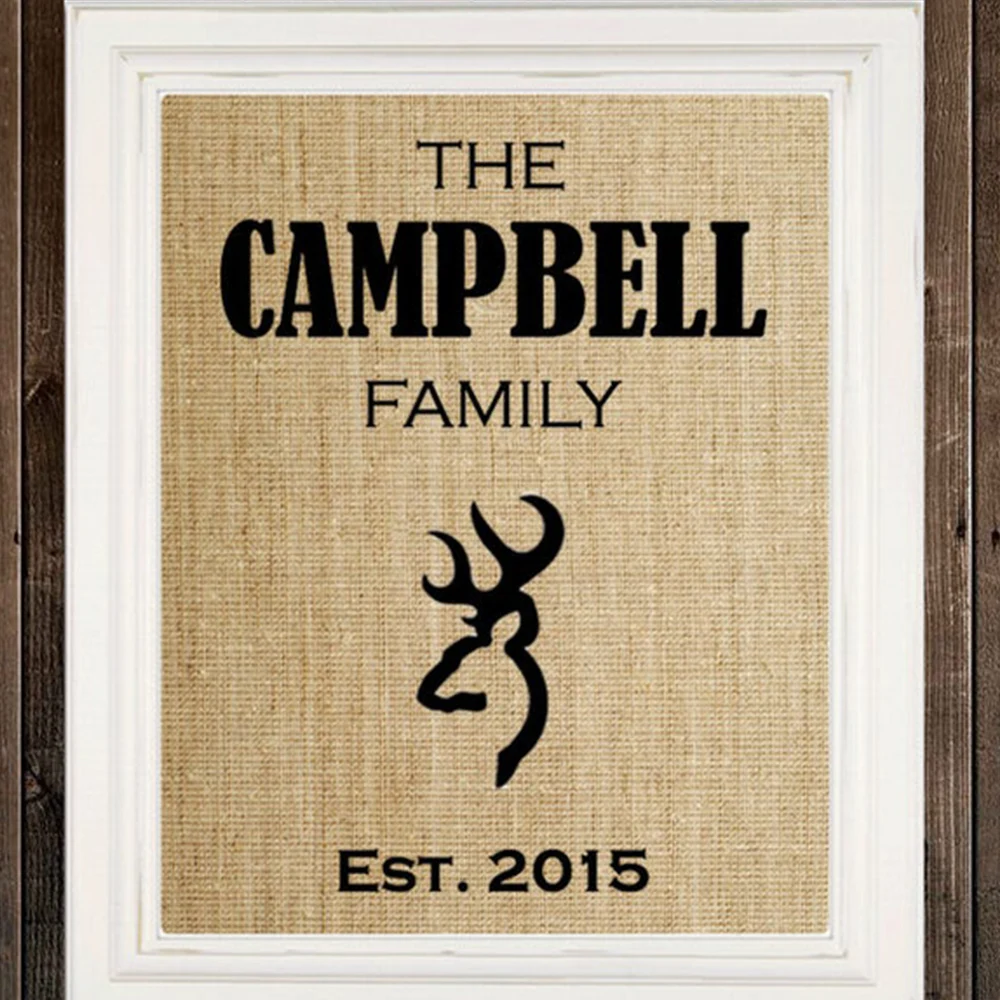 Cadou de casă nouă Nume de Familie Semn Personalizate Cadou de Ziua Tatălui Browning Cap de Cerb Buck Arta de Perete Cerb de Vânătoare Hunter