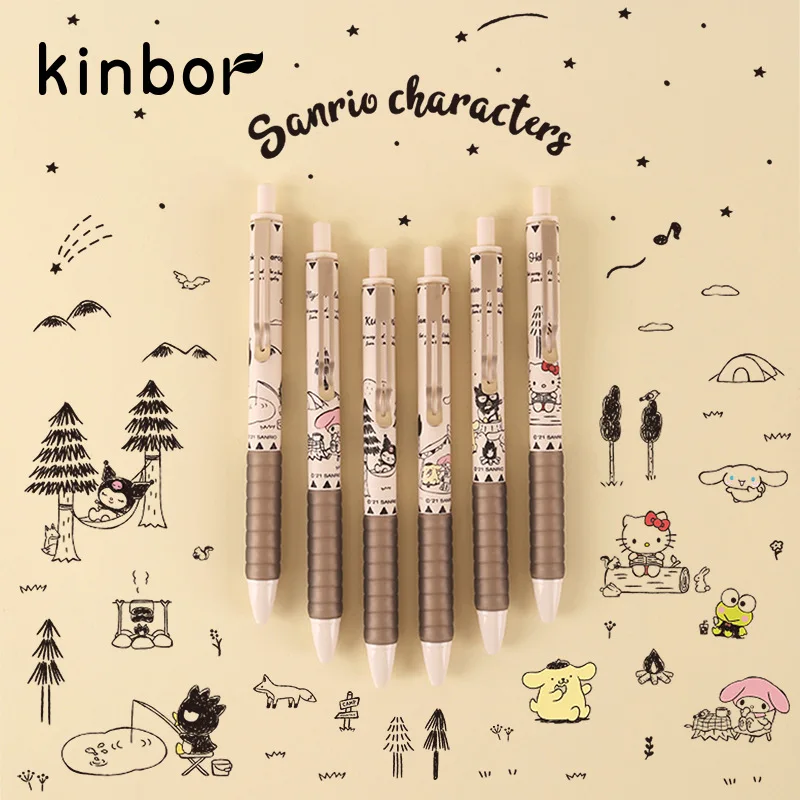 Kawaii Sanrios Seria Pisicuta Mea Melodie Kuromi Cinnamoroll Apăsați Gel 0.5 Mm Negru Desen Animat Anime Camping Împreună Serie Pen