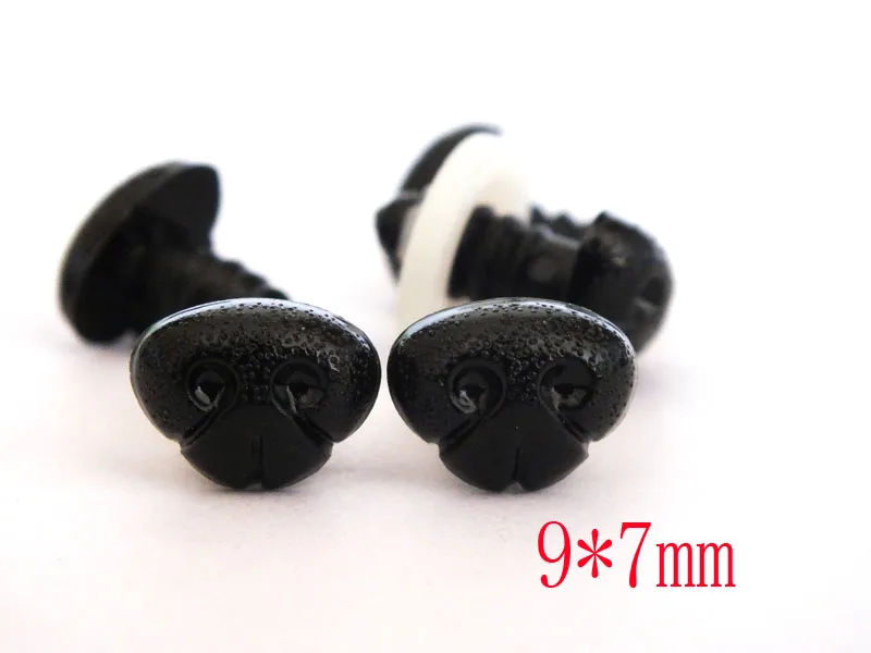 50pcs/lot 9*7mm plastic negru de siguranță jucărie câine nas+șaibe pentru papusa accesorii